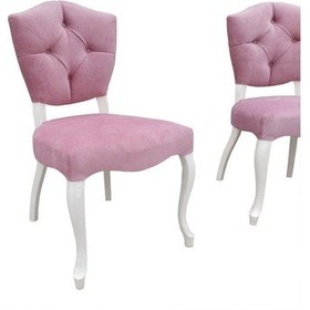 Resim Evimeaksesuar 2 Adet Kapitoneli Tamamı Ahşap Kelebek Sandalye-Beyaz Boyalı 