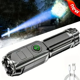 Resim Lixada LED Şarj Edilebilir El Feneri Mini Taşınabilir Çekilebilir Fener, Acil Durumlar ve Açık Hava Kullanımı İçin 3 Aydınlatma Modlu Kamp Lambası 