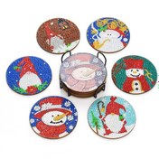 Resim Kosona 6'lı Tahta Reçine El Yapımı Pırlanta Resim Bardak Altlığı, Noel Dekorasyonu Hediyesi, 10x10cm Aa1080 Çok Renkli 