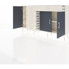 Resim Arges Konsol 3 Raflı 6 Çekmeceli 3 Kapaklı 176x30x99 Aytaşı-antrasit/aytaşı Antrasıt/aytası - Aytası 