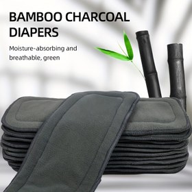 Resim İki Paket Sıcak Satış Üç Katmanlı Süper İnce Lif, Dört Katmanlı Bambu Kömür Bezi Yıkanabilir Gençlerin Pedleri Yumuşak ve Nefes Alabilen Yıkanabilir Deodorant Emici Bez Bebek Bezi 