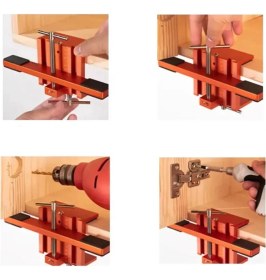 Resim Profesyonel Marangoz Jig Dolap Kapakları Montaj Kılavuz Cetvel Çekmece Kapı Montaj Kılavuzu 