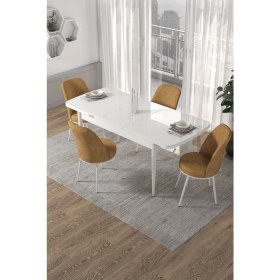 Resim Canisa Concept Canisa Via Serisi 80X132 Açılabilir Beyaz Yemek Masa Takımı 