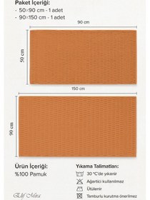 Resim Banyo Havlu Seti %100 Pamuk 2 Parça 50 90 + 90 150 Cm Soft Comfort Turuncu 