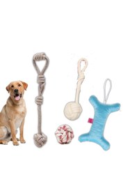 Resim Hype Store PROUD WAVE Köpek Diş İpi Oyuncağı Dörtlü Toplu Çekiştirmeli Halat - Pamuk Ipliği Stres Oyuncağı - Dö 