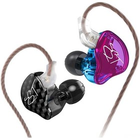 Resim Lemestar Kz Zst Hifi Kulak İçi Kulaklık, 1ba+1dd Hibrit Sürücü, 0.75mm 2pin Çıkarılabilir Kablolu, Miks Mor Siyah, Mikrofonsuz Zst 