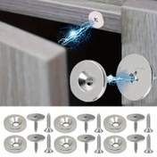 Resim 18 adet (6 set) Dolap Kapısı Mıknatıs Tutucular, Yuvarlak Metal Manyetik Mandal, Gardırop Gizli Kapanma Manyetik Kapı Kapatıcı ve Mobilya Donanımı için Vidalar 