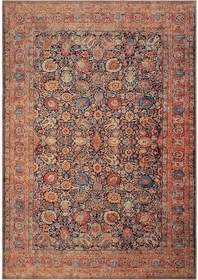 Resim Cool Halı Private Turuncu Etnik Desen Çiçekli Otantik Şönil Halı Yıkanabilir Eskitme Vintage Salon Halısı 