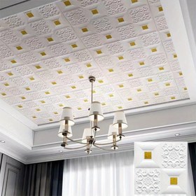 Resim 10 adet 3D Duvar Çıkartması, Stereo Tavan Paneli Dekorasyonu, Kendinden Yapışkanlı Köpük Duvar Kağıtları 