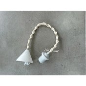 Resim Makrome Örgü E27 Duy, Şık ve Doğal Görünümlü Avize Aksesuarı, Beyaz Renkli 