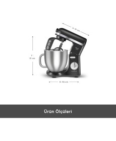 Resim Karaca Mastermaid Chef Ultra M2000W Hamur Yoğurma Makinesi Shiny Black 7 L 