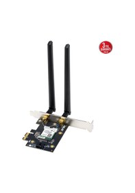 Resim Asus Pce-be6500, Be6500, 2xanten, 6500mbps, Tri-bant, 6ghz Wifi 7, Bluetooth V5.4, Wpa3, Pcı-express X1, Pcıe Adapter 