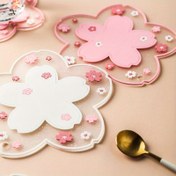 Resim 2'li Kawaii Kiraz Çiçeği Masa Aksesuarları Seti - Kahve Kupaları için Sevimli Çift Amaçlı Mat & Bardak Altlıkları, Isı Yalıtımlı, Ev Dekorasyonu & Ofis Düzeni için Rahat Çekicilik 