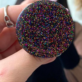 Resim Siyah Renkli Simli Yuvarlak Telefon Tutucu PopSocket 
