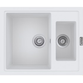 Resim Polex Cristalüx Granit Evye P-04 Beyaz 1.5 Gözlü Tezgah Altı Ve Tezgah Üstü Kare Mutfak Evyesi 59.5x49 CM 