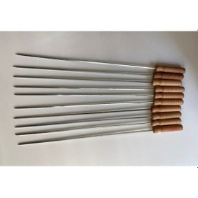 Resim Mobilreyon 10 Adet Ahşap Saplı Kare Şiş 55cm, Ciğer Kuşbaşı Tavuk 