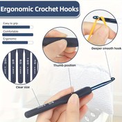 Resim Amigurumi ve İplik El İşi Örgüsü için Paslanmaz Çelik Yumuşak Saplı (9 adet) Derin Mavi Tığ Seti 2mm-6mm 