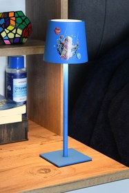 Resim LUMINZO Şapkalı Şarjlı Dokunmatik Erkek Çocuk Odası Masa Lambası Abajur Gece Lambası 3 Işık Rengi Melda 