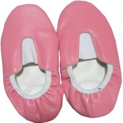 Resim Deri Pisipisi Pembe Renk Deri Tabanı Kaydırmaz Bale Ayakkabısı Pembe 