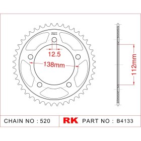 Resim RK Honda NC 750 S RK Çelik Arka Dişli B4133-43 (2014-2018) 
