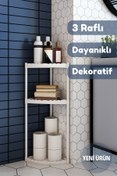 Resim Armarks 3 Katlı Köşeli Banyo Rafı, Banya Rafı, Banyo Düzenleyici, Banyo Organizeri, Plastik Organizer 