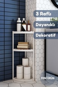 Resim Armarks 3 Katlı Köşeli Banyo Rafı, Banya Rafı, Banyo Düzenleyici, Banyo Organizeri, Plastik Organizer 