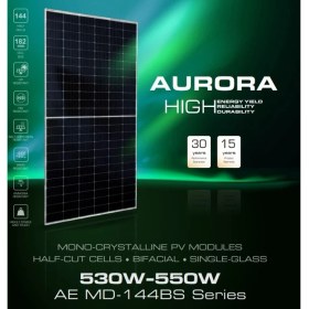 Resim AE 550W-144 Hücreli-Monokristal-Bıfacıal-Halfcut Güneş Paneli 