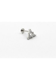 Resim Taşlı Üçgen Model Tragus Piercing - Gümüş Anti Alerjik, Kararma Yapmaz, 8 Mm Çok Renkli 