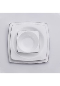 Resim Korkmaz Bone Collection 60 Parça Kare Yemek Takımı Platin 
