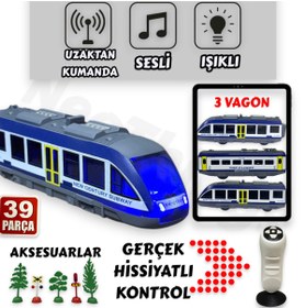 Resim YILDIRIM OYUNCAK Uzaktan Kumandalı Led Işıklı Sesli 39 Parça Raylı Aksesuarlı Manyetik Vagonlu 308 cm Tren Seti 