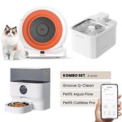 Resim Groove Q-Clean Otomatik Kedi Tuvaleti Turuncu - Petfit Aqua Flow Akıllı Su Pınarı - Petfit CatMax Pro Otomatik Mama Kabı 