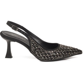 Resim aspor Siyah Taş İşlemeli Kadın Abiye Ayakkabı 