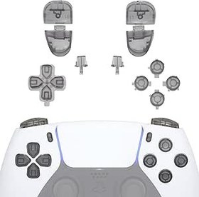 Resim eXtremeRate PS5 Controller BDM-030 için yedek tuş seti, kendin yap yedek düğmeler D-Pad L1 R1 R2 L2 Trigger Buttons Option/Share Button Eylem tuşları PS5 Controller için yedek parça aksesuar - şeffaf 