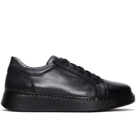 Resim Erkek Siyah Deri Casual Sneaker 
