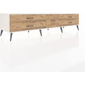 Resim Kronos Tv Ünitesi 5 Çekmeceli 220x59x51 Aytaşı-antrasit/çam Antrasıt/atlas Çam - Aytası 