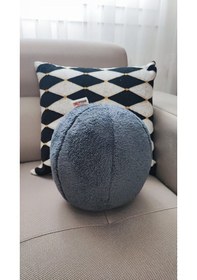 Resim 3- Lü Top Kırlent / Yastık 2 Büyük Antrasit/ 1 Küçük Ekru 