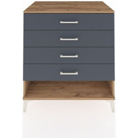 Resim Kronos Şifonyer 4 Çekmeceli 88x59x96 Çam-antrasit Atlas Çam 