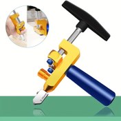 Resim 2'si 1 arada Manuel Cam ve Seramik Fayans Kesici Hassas Elmas Bıçak, Ergonomik Tutma Kolu, Güvenlik Kilidi ve 2 Yedek Bıçak - Sarı ve Mavi Tasarım ile Kendin Yap / Profesyonel Fayans Projeleri için, Fayans Araçları 