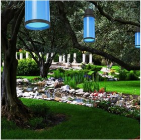 Resim Mavi Kapsül Ağaç Feneri, Doğa Temalı Dekorasyon, Şık ve Hafif Tasarım 