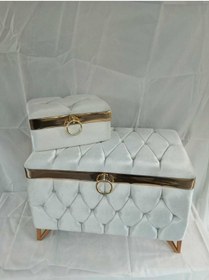 Resim ÖzkınaEvi Düğün Gelin Bohça Söz Çeyiz Sandığı Krem Renk 