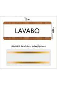 Resim zafrakreklam LAVABO Ofis Departman Kapı İsimliği, Yönlendirme levhası 26X10Cm BEYAZ-CEVİZ 