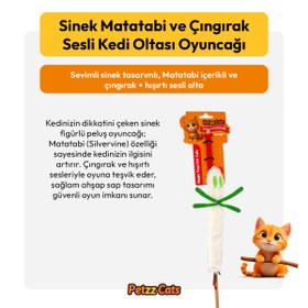 Resim PetzzCats Sinek Matatabi ve Çıngırak Sesli Kedi Oltası Oyuncağı Beyaz 42 Cm 