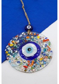 Resim Lacivert Boncuklu Renkli Kırıntılı Su Damlası Nazar Boncuğu El Ya 