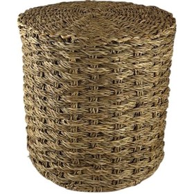 Resim Dekoratif Yuvarlak Naturel Hasır Puf 40x40cm Kahverengi Kahve 