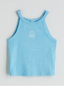 Resim LC Waikiki LCW Kids Mavi Halter Yaka Kız Çocuk Crop Atlet 