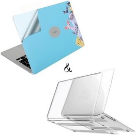 Resim McStorey MacBook Air 13.6 inç M2 M3 M4 Uyumlu Kılıf Seti (A2681 A3113 A3240) 3M Sevimli Kediler Desenli Sticker + Kristal Şeffaf Sert Kapak | Cute Cats Serisi Açık Yeşil 