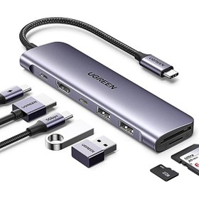 Resim Usb C To 4K Hdmı 100W Pd 2xUsb-A Sd Micro SD Kart Okuyucu Dönüştürücü Çoklayıcı Hub 