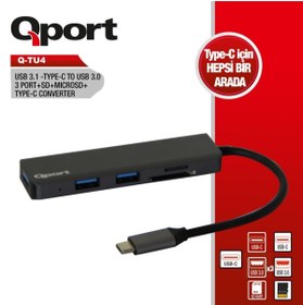 Resim Qport Q-port Usb Type-c-usb3.0 Sd Mıcro Sd Type-c Çev. (Q-TU4) 