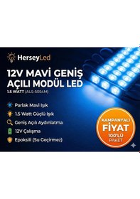Resim 100 Adet Mavi Mercekli Modül Led 5054 Mavi 