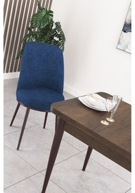 Resim Canisa Concept Nil Serisi Barok Ahşap Desenli Sabit Yemek Masa&mutfak Masası +4 Lacivert Sandalye Lacivert 